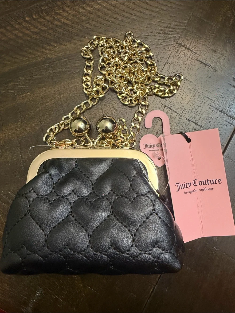 Juicy Couture Black Quilted Mini Coin Purse with Pink Tinted Lip Butter Set